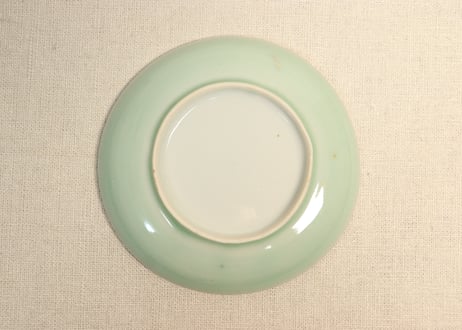 明治前期青磁色絵宝尽くし図小皿