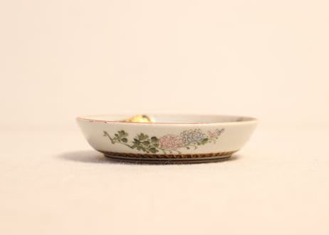 明治前期九谷焼色絵家風景図通り物豆皿①