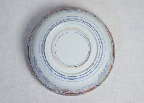 明治前期色絵七賢人と菊図９寸鉢　小ニュウ