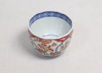 明治前期色絵梅に鶯と菖蒲図通り物向付　フリモノ