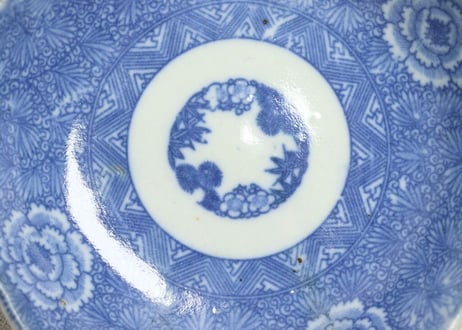 明治後期～大正銅判牡丹唐草文なます皿 色擦れ,個体差有り