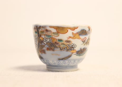明治前期色絵山水図通り物小向付