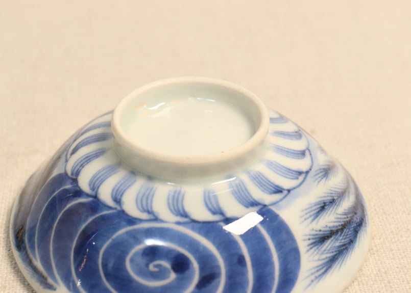 江戸後期染付柳と渦巻図飯茶碗① | 吉祥寺PukuPuku