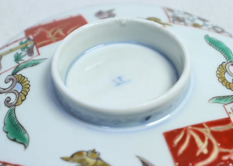 明治前期色絵麒麟に花鳥図蒸茶碗  フリモノ