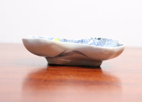 江戸中期紙刷古印判花散らし図糸巻型小皿③　ノミホツ