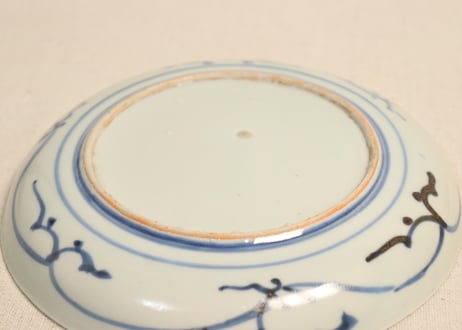 江戸中期染付竹林雀図6寸皿①薄め フリモノ