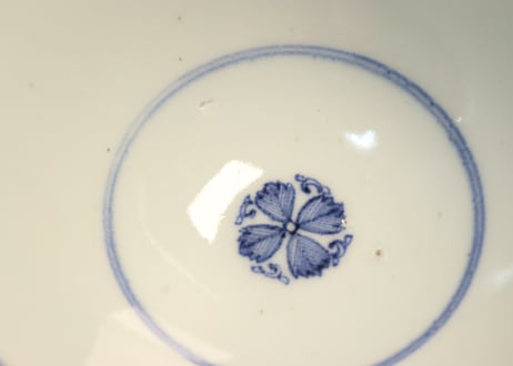 江戸後期染付牡丹図広東型蓋茶碗