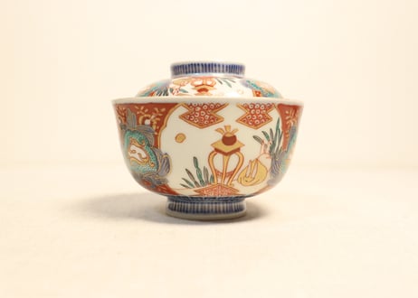 明治前期色絵兎図通り物飯茶碗③少甘手