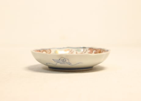 明治前期色絵松鶴図通り物小皿①　松濃いめ