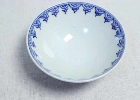 明治前期紙刷扇面に菊図蓋茶碗