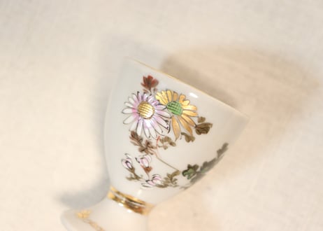 明治後期～大正色絵菊図エッグスタンド