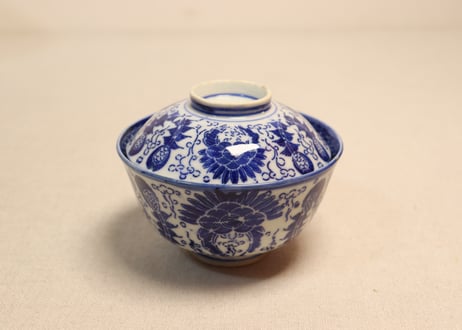明治前期紙刷六方花図飯茶碗