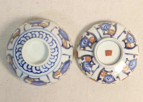 明治前期色絵梅図蓋茶碗