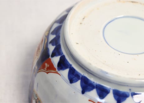 明治前期色絵三方に兎図三つ組鉢 中にニュウ,大にホツ