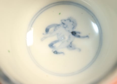 明治前期色絵弓矢と道具図向付