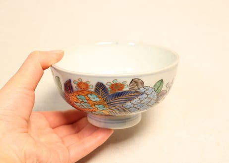 明治前期色絵紫陽花図蒸茶碗