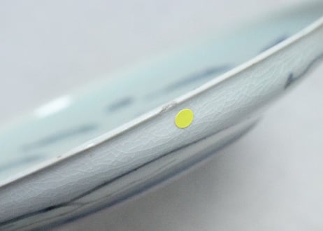江戸後期染付兎図6.5寸皿①　甘手,小ホツ