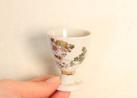 明治後期～大正色絵菊図エッグスタンド