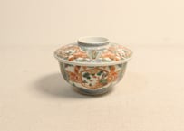明治前期色絵松と牡丹図蒸茶碗②　蓋少甘手