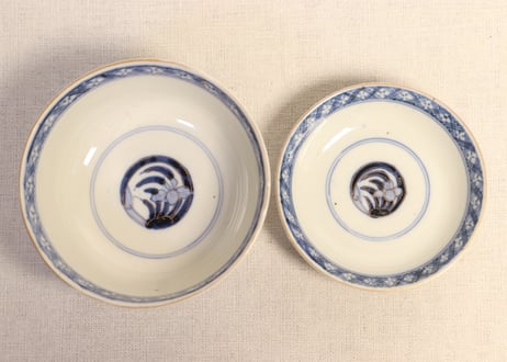 明治前期色絵山水図通り物飯茶碗①