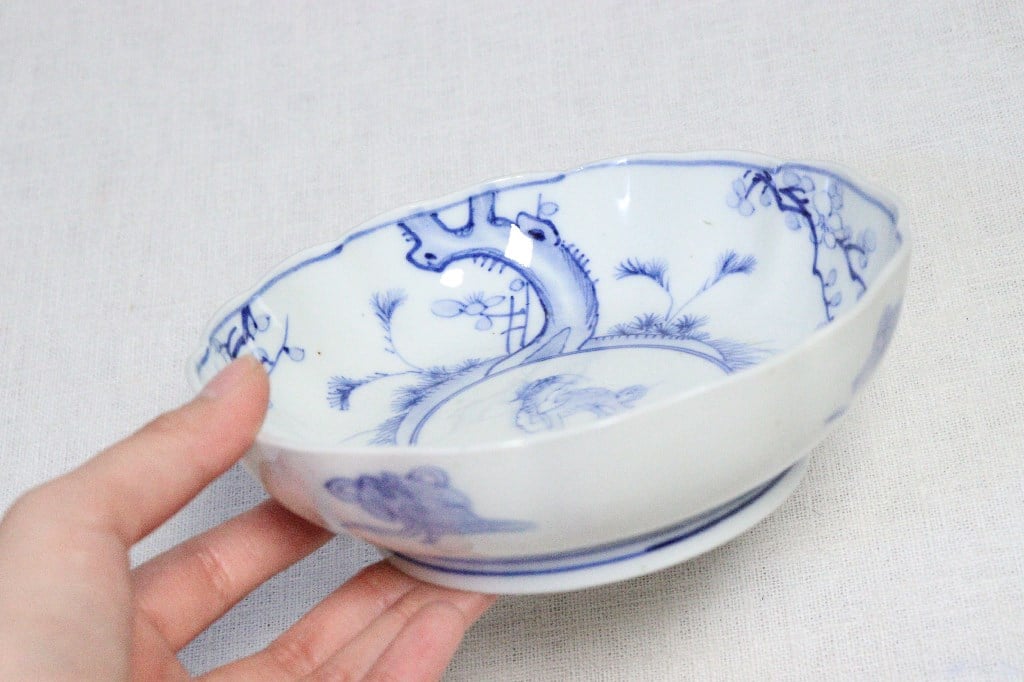 ブランドのギフト 明治前期染付麒麟に松と梅図なます皿 吉祥寺PukuPuku | 食器