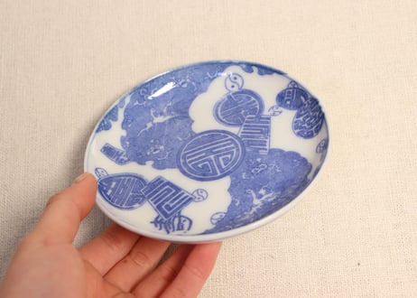 明治後期～大正銅判鳳凰と印図小皿
