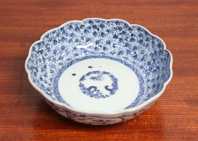 江戸中期染付萩唐草図なます皿② | 吉祥寺PukuPuku