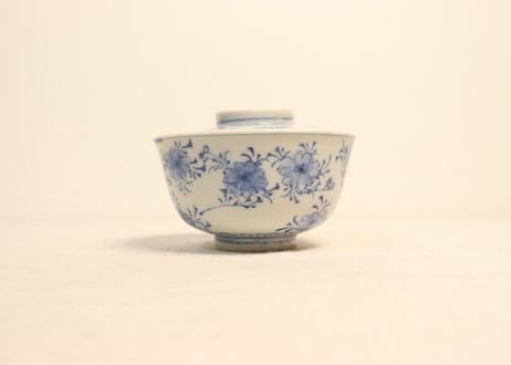明治前期染付桜図飯茶碗①