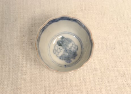 明治前期色絵梅と鶯に鳥籠図通り物小向付