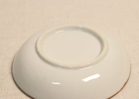 明治後期~大正銅判牡丹と樹木人物図小皿