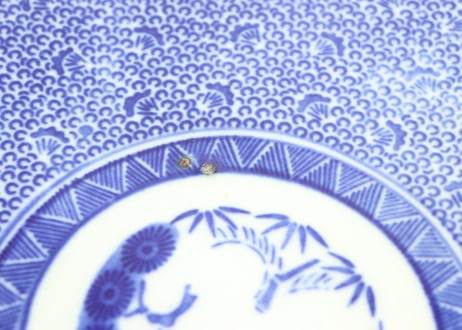 明治前期紙刷微塵唐草尺3寸皿② 小ホツ