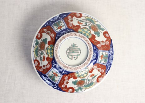 明治前期色絵菊図大平 窯傷