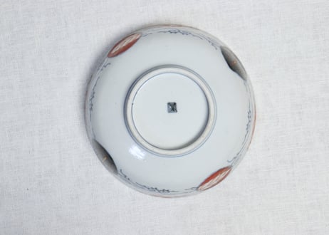 明治前期色絵桃と三方に菊図6寸鉢 五客組 1ヶニュウ