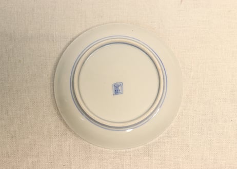 明治前期色絵菊と松図縁立ち小皿