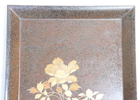 梨地蒔絵草花銘々図吸物膳　６客組(内4客小キズ)