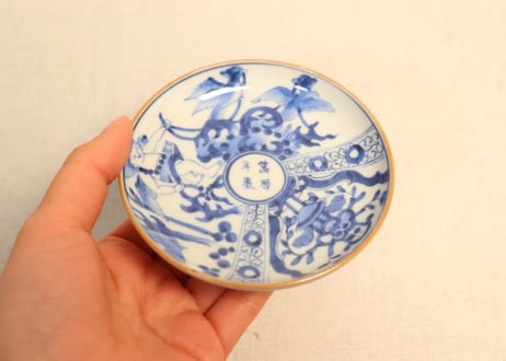 江戸幕末染付天使図小皿