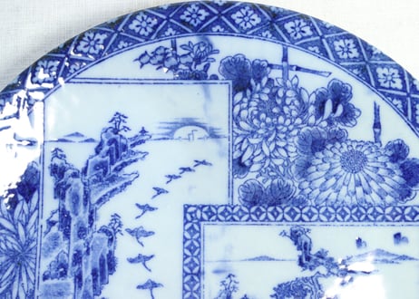 明治後期～大正銅判山水図尺皿①
