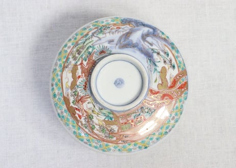 明治前期色絵山水と花鳥図蒸茶碗