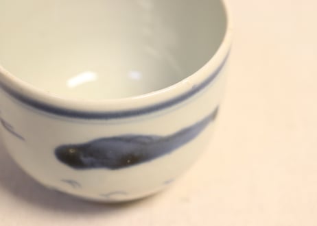 江戸幕末染付山水図向付 窯傷,フリモノ