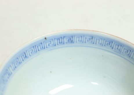 明治前期色絵瓢箪に蝶と花鳥図飯茶碗①