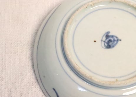 江戸中期くらわんか染付二方に草花図なます皿