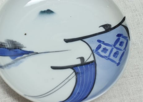 明治後期~大正染付帆掛け船図5寸皿
