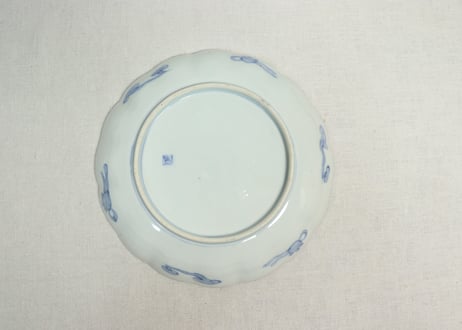 明治前期色絵獅子牡丹と人物図通り物7寸皿