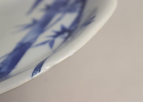 明治後期～大正銅判竹と筍図7寸皿② ノミホツ,膨れ