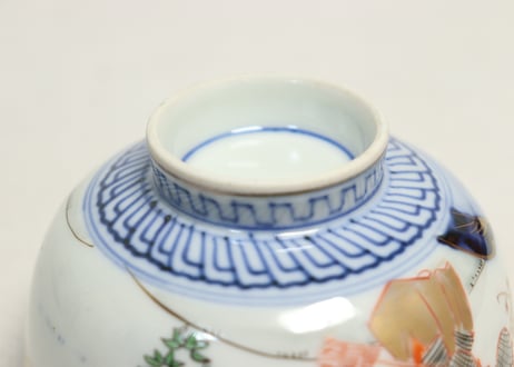 明治前期色絵高砂図通り物飯茶碗
