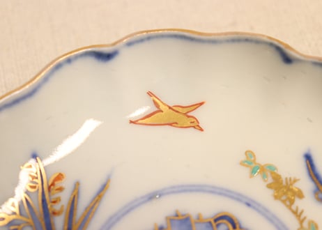 明治前期色絵四君子図通り物小皿