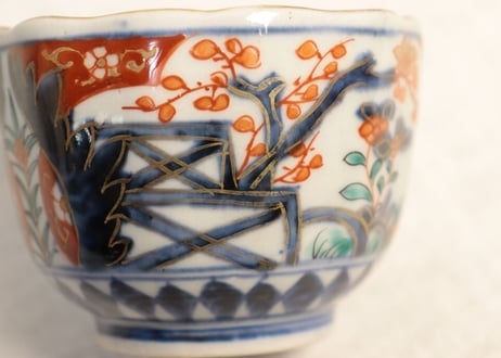 明治前期色絵二方梅図向付