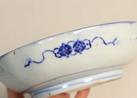 明治前期紙刷三方に菊図なます皿