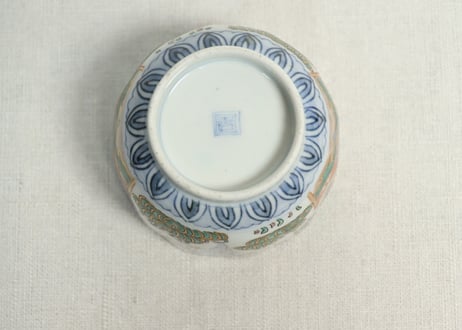 明治前期色絵獅子牡丹と人物図通り物向付