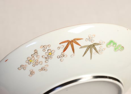 明治前期九谷焼色絵高砂図8寸皿